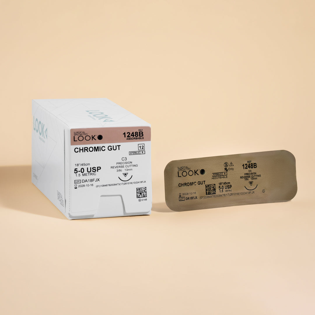 Fil de suture Chromic Catgut 5-0, aiguille C-3 18" | 1248B