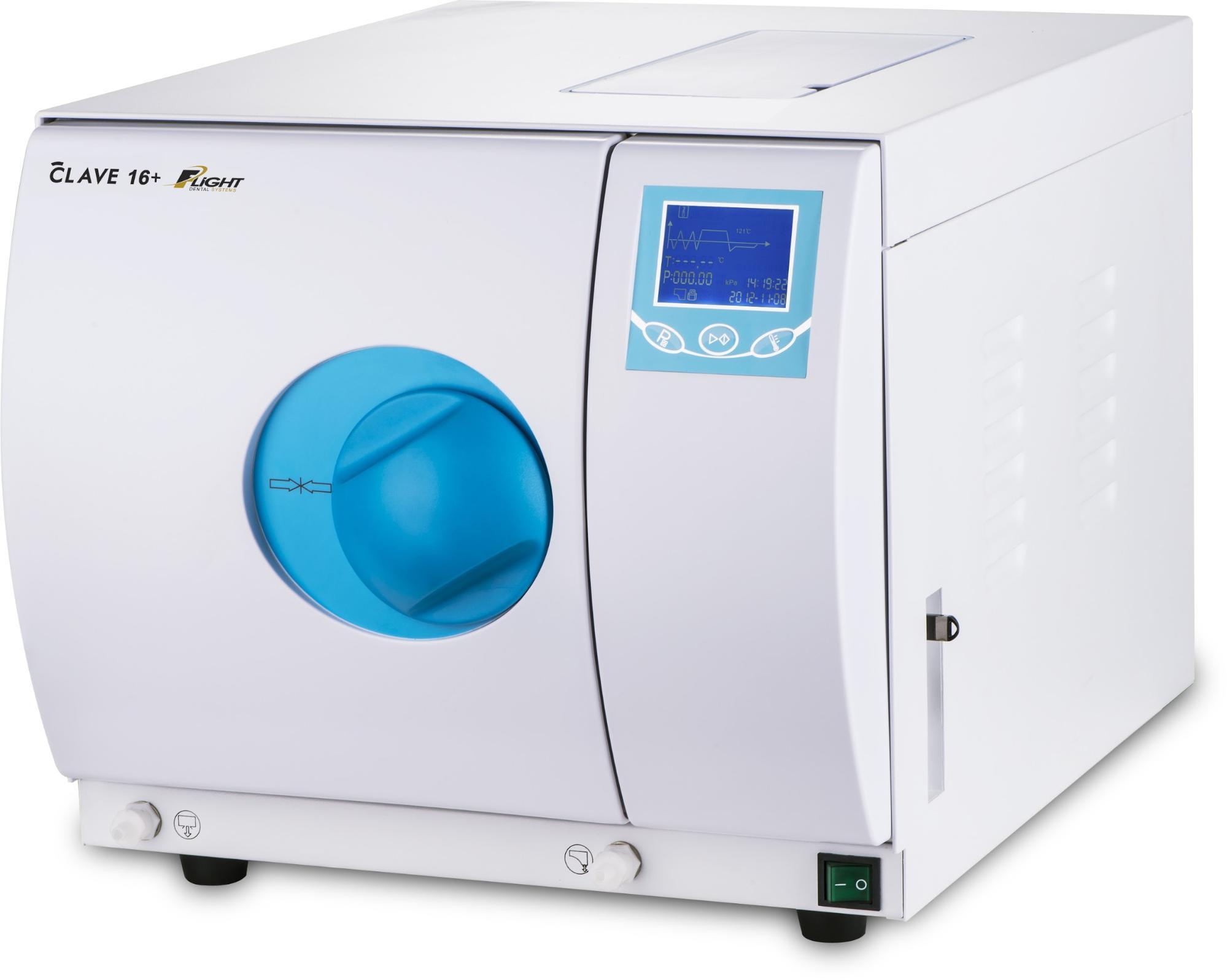 Flight Clave 16+ benchtop steam sterilizer with drying compressor for clinic instrument sterilization.