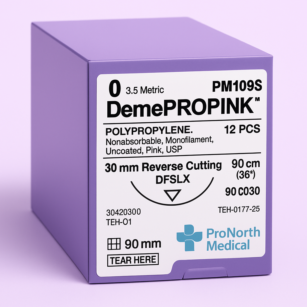 PM109S DemePROPINK™ Size 0 30mm Reverse Cutting; 3/8C – 90cm Pink Polypropylene