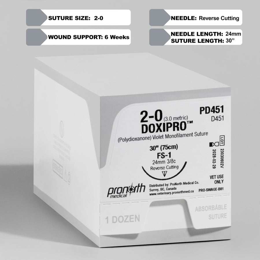 2-0 DOXIPRO™ PDO Violet Suture, 30" FS-1 Needle | PD451