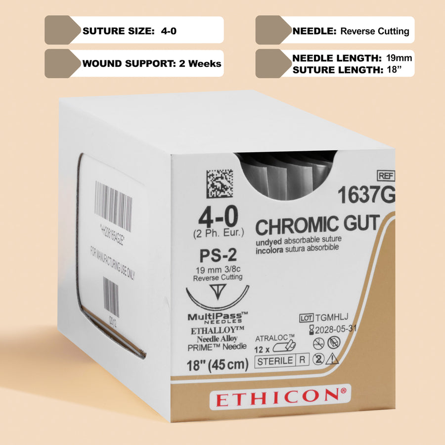 4-0 Chromic Gut Suture, 18" PS-2 Needle | 1637G