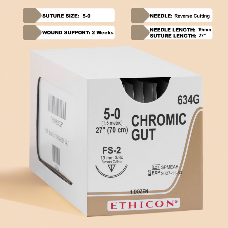5-0 Chromic Gut Suture, 27" FS-2 Needle | 634G
