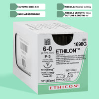 6-0 Ethilon Black Suture, 18" P-3 Needle | 1698G — view 1