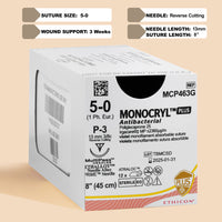 5-0 Monocryl Plus Suture, 18" P-3 Needle | MCP463G — view 1