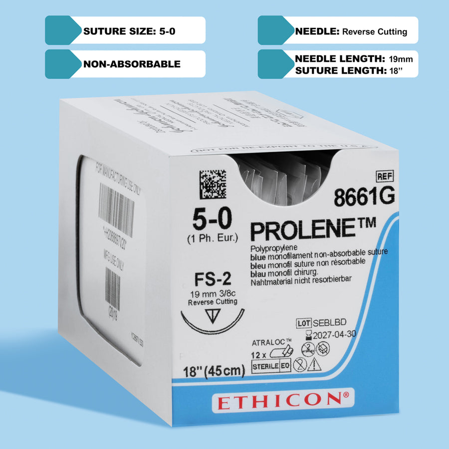 5-0 Prolene Blue Suture, 18" FS-2 Needle | 8661G