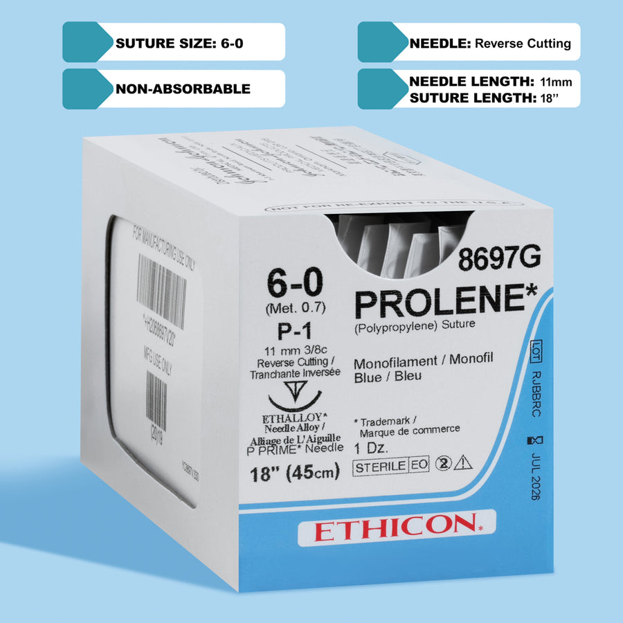 6-0 Prolene Blue Suture, 18" P-1 Needle | 8697G