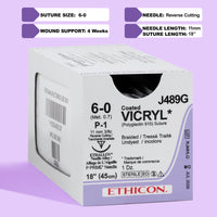 6-0 Vicryl Undyed Suture, 18" P-1 Needle | J489G — view 1