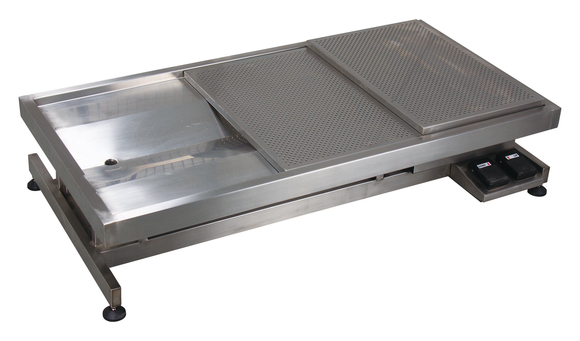 Table élévatrice à ciseaux avec bac de récupération — TABLE D'OPÉRATION