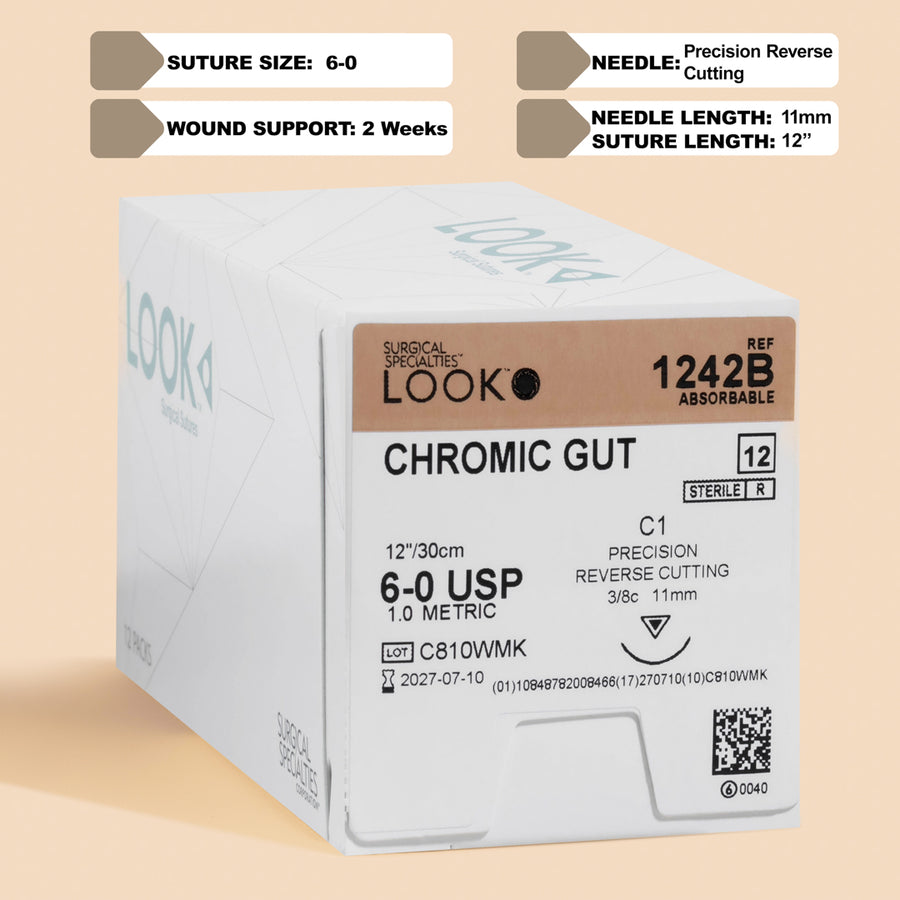 6-0 Chromic Gut Suture, 12" C1 Needle | 1242B