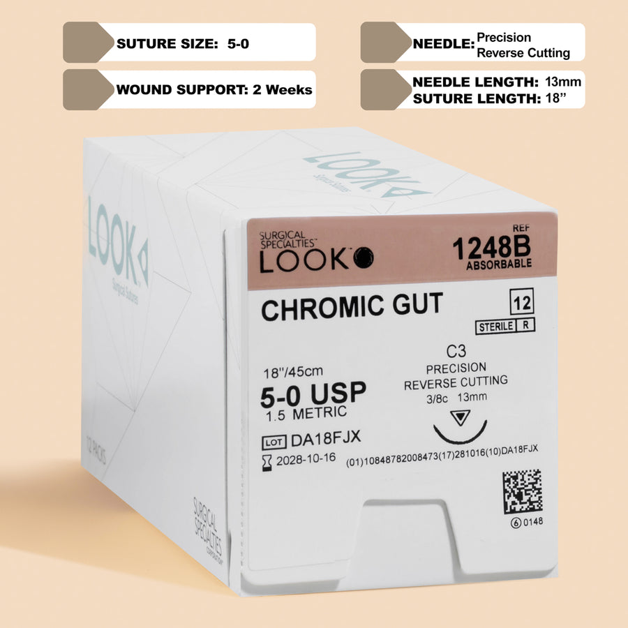 5-0 Chromic Gut Suture, 18" C-3 Needle | 1248B