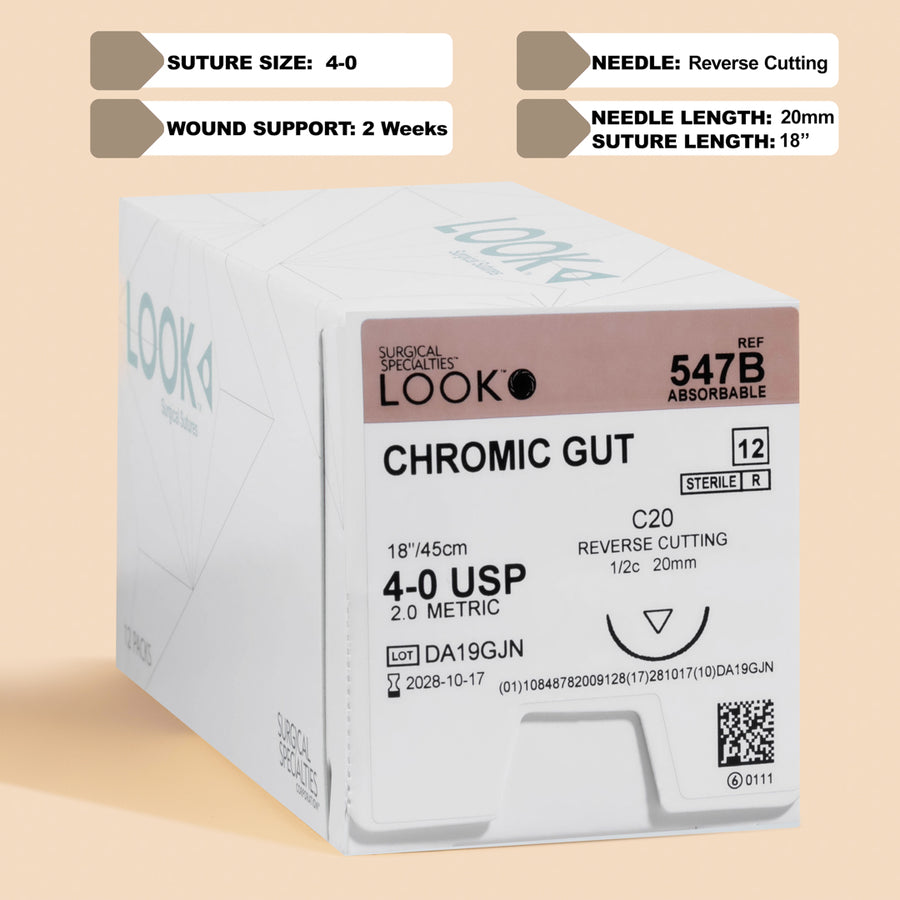 4-0 Chromic Gut Suture, 18" C-20 Needle | 547B