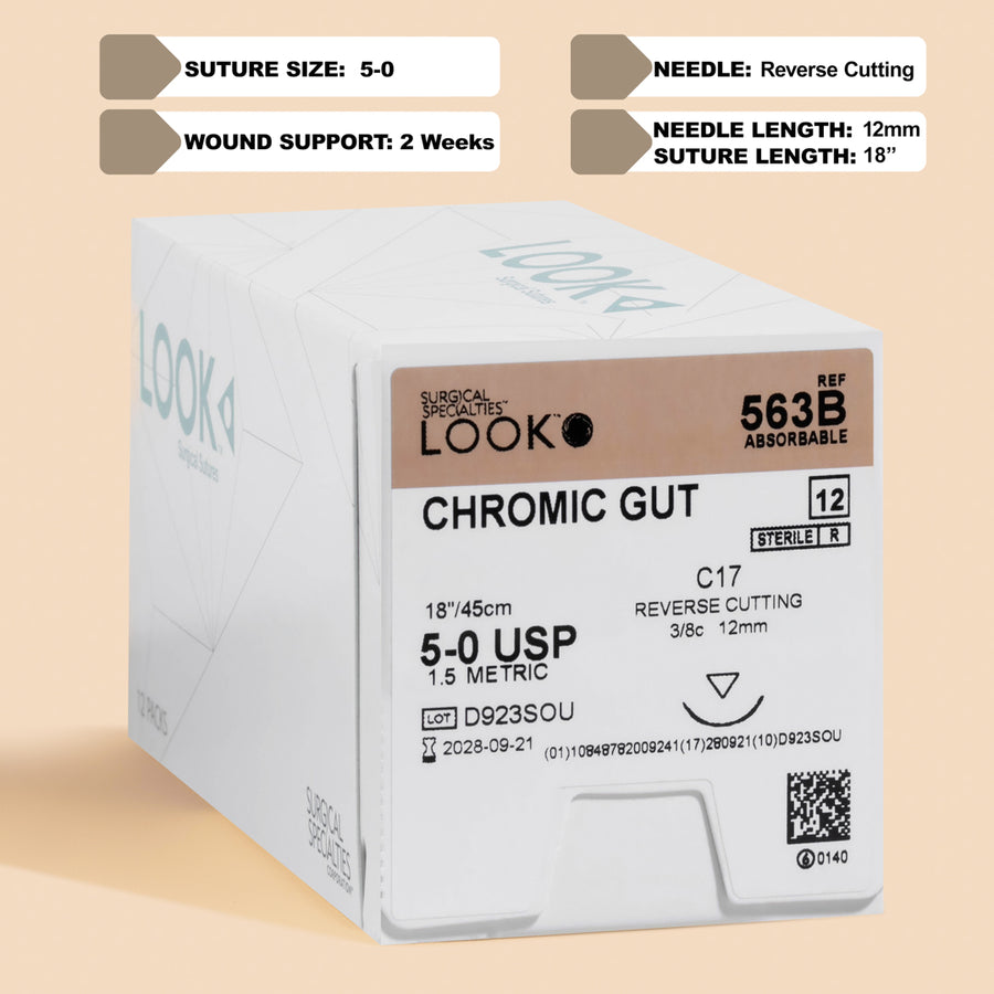 5-0 Chromic Gut Suture, 18" C-17 Needle | 563B