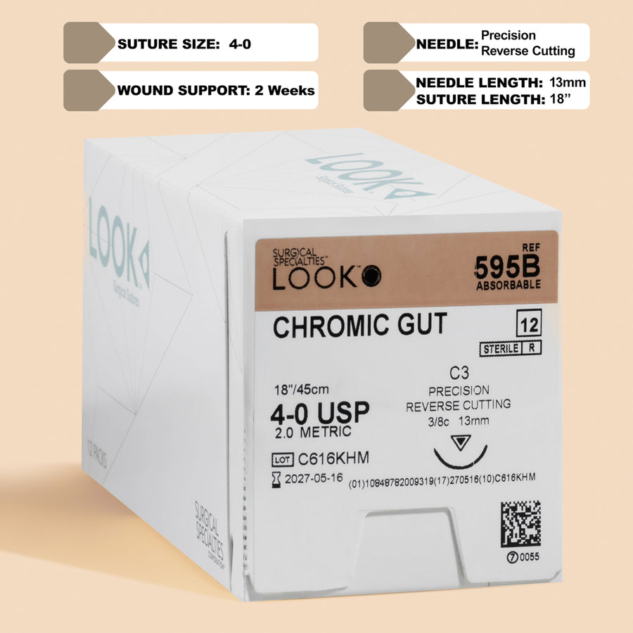 4-0 Chromic Gut Suture, 18" C-3 Needle | 595B