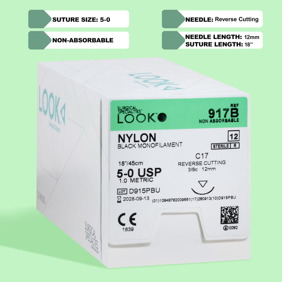 5-0 Nylon Black Suture, 18" C-17 Needle | 917B