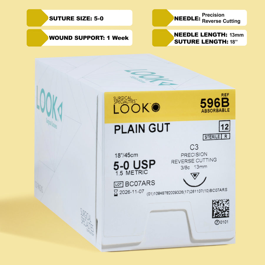 5-0 Plain Gut Suture, 18" C-3 Needle | 596B