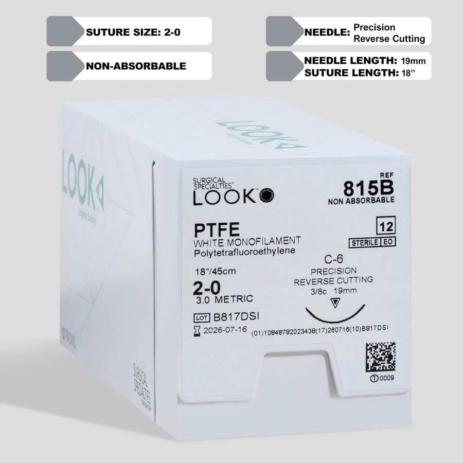 2-0 PTFE Suture, 18" C-6 Needle | 815B