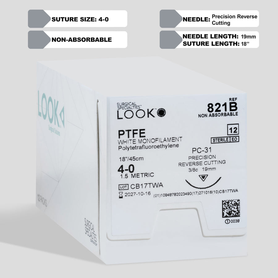 4-0 PTFE Suture, 18" PC-31 Needle | 821B