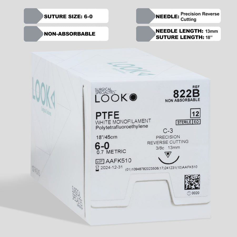 6-0 PTFE 18' Suture, C-3 Needle | 822B