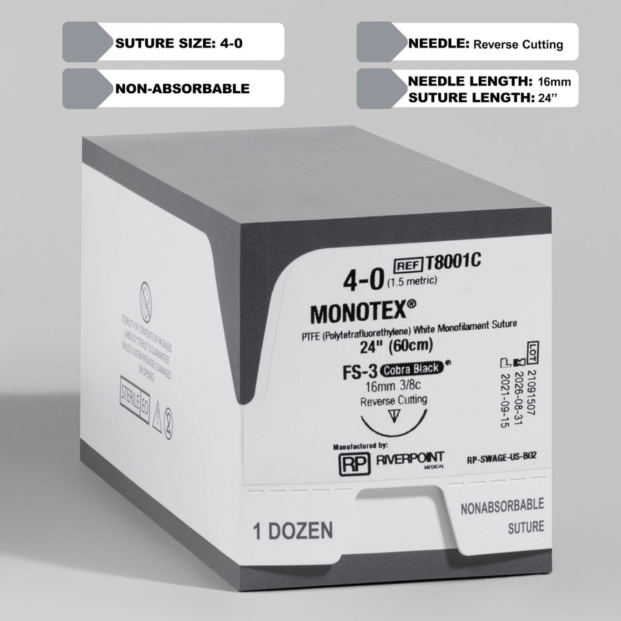 4-0 PTFE MONOTEX Cobra Black Suture, 24" FS-3 Needle | T8001C