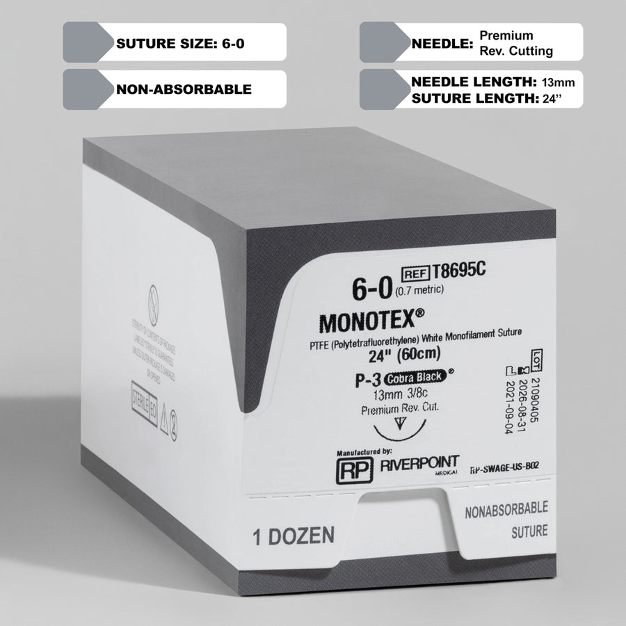 6-0 PTFE MONOTEX Suture, 24" P-3 Needle | T8695C