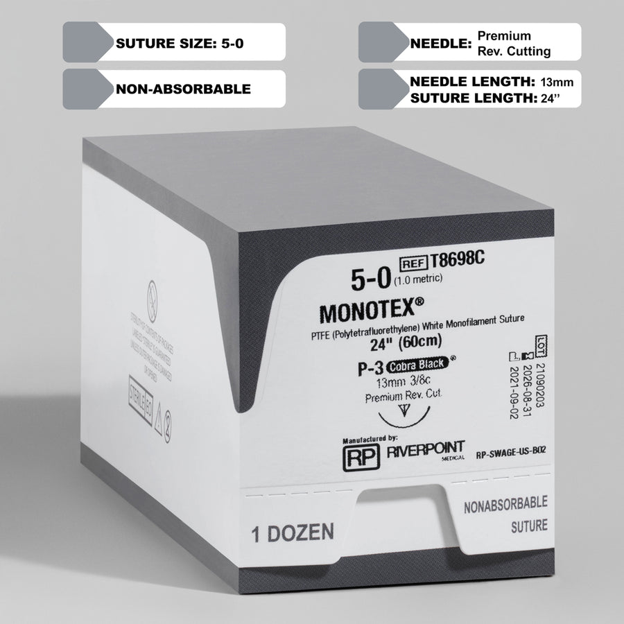 5-0 PTFE MONOTEX Suture, 24" P-3 Needle | T8698C
