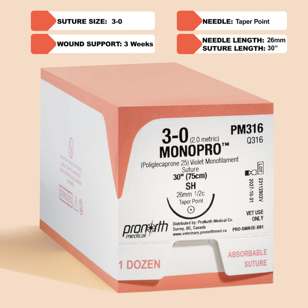 3-0 MONOPRO Violet Suture, 30" SH Needle | PM316
