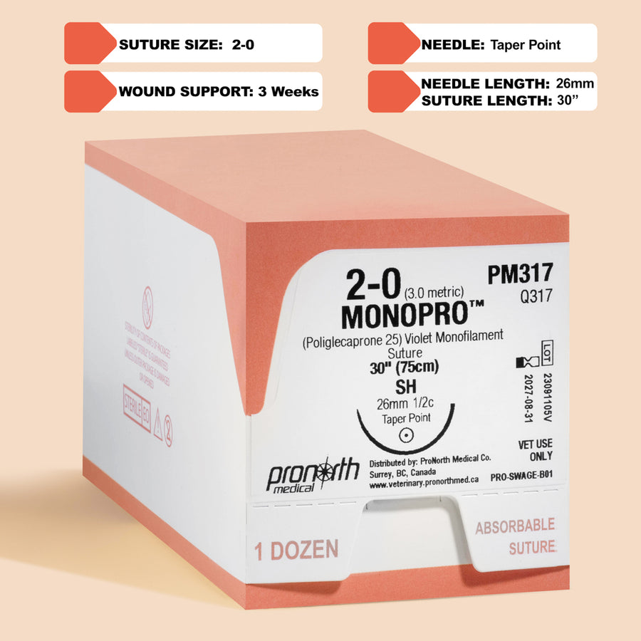 2-0 MONOPRO Violet Suture, 30" SH Needle | PM317