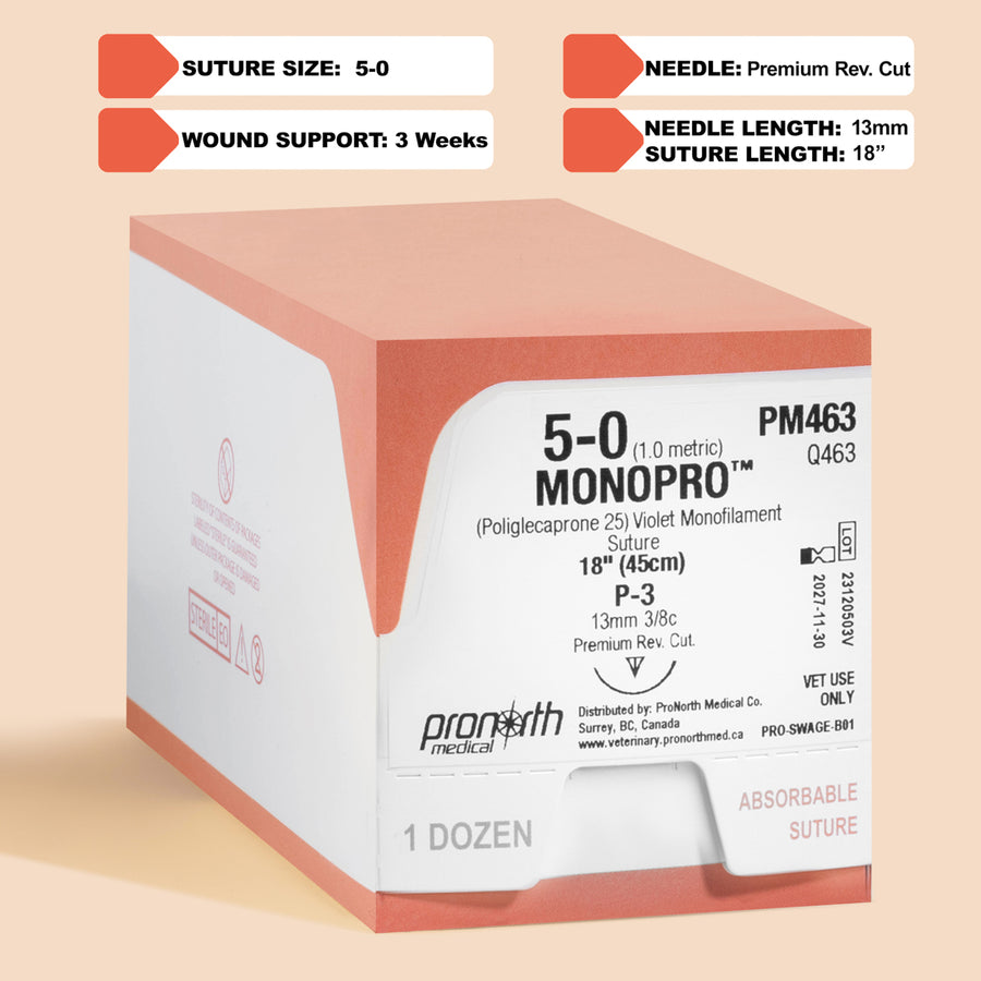 5-0 MONOPRO Suture, 18" P-3 Needle | PM463