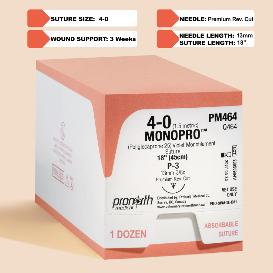 4-0 MONOPRO Violet Suture, 18" P-3 Needle | PM464