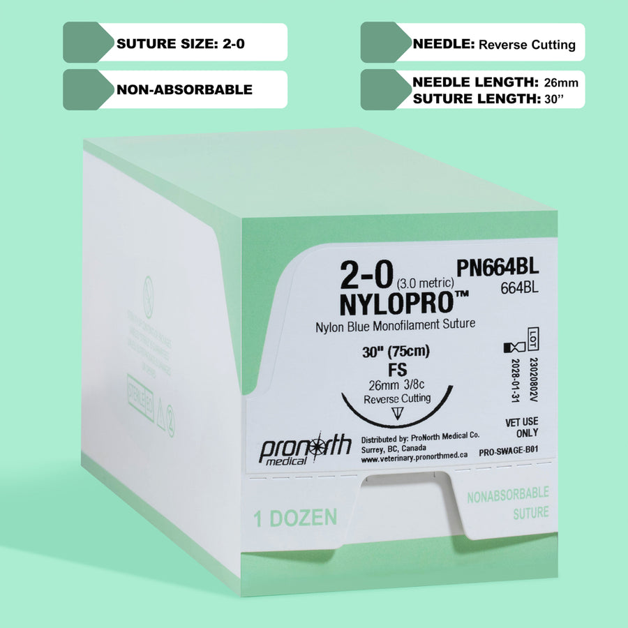 2-0 NYLOPRO Suture, 30" FS Needle | PN664BL