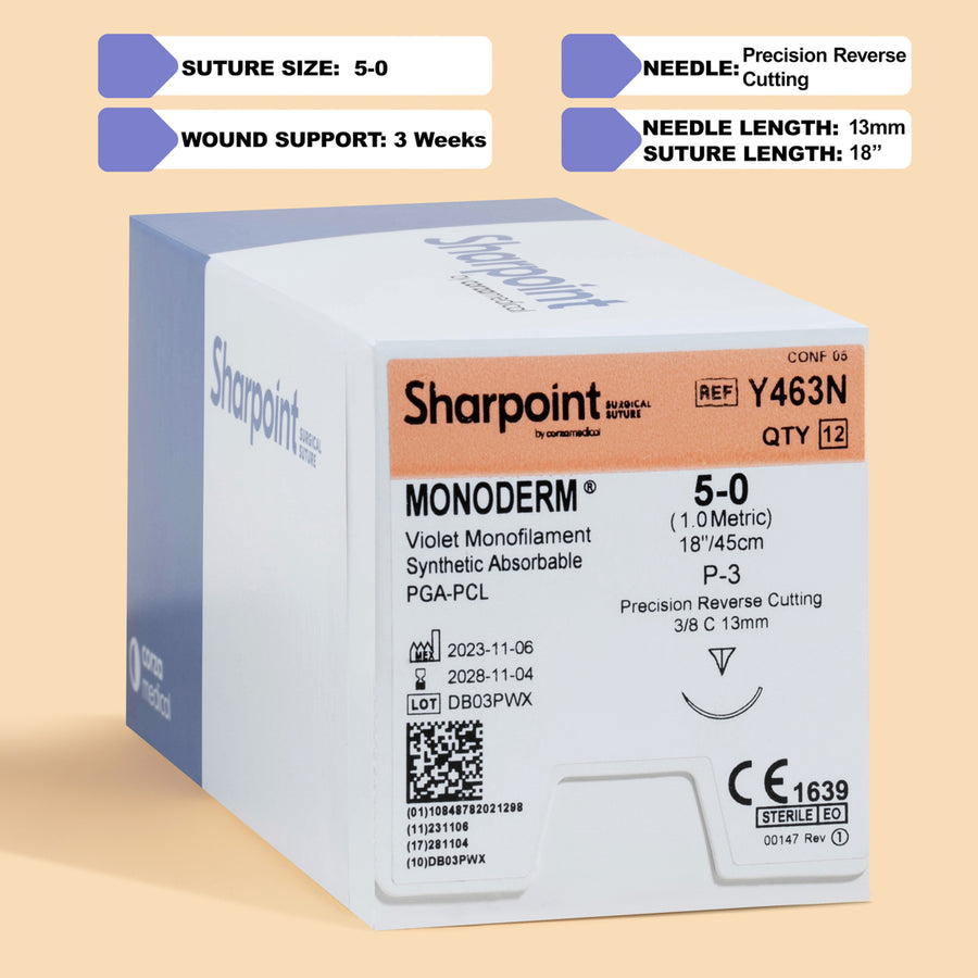 5-0 Monoderm Violet Suture, 18" P-3 Needle | Y463N