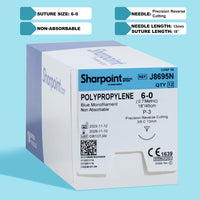 6-0 Polypropylene Suture, 18" P-3 Needle | J8695N — view 1
