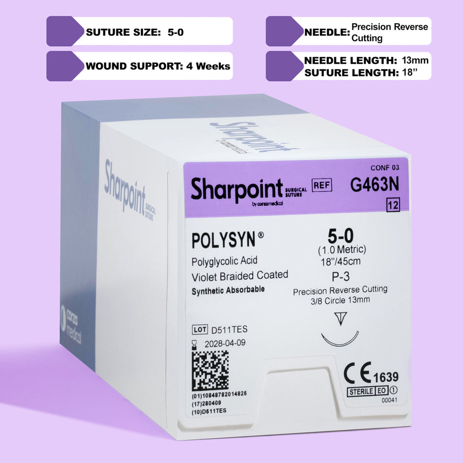 5-0 Polysyn Braided Suture, 18" P-3 Needle | G463N
