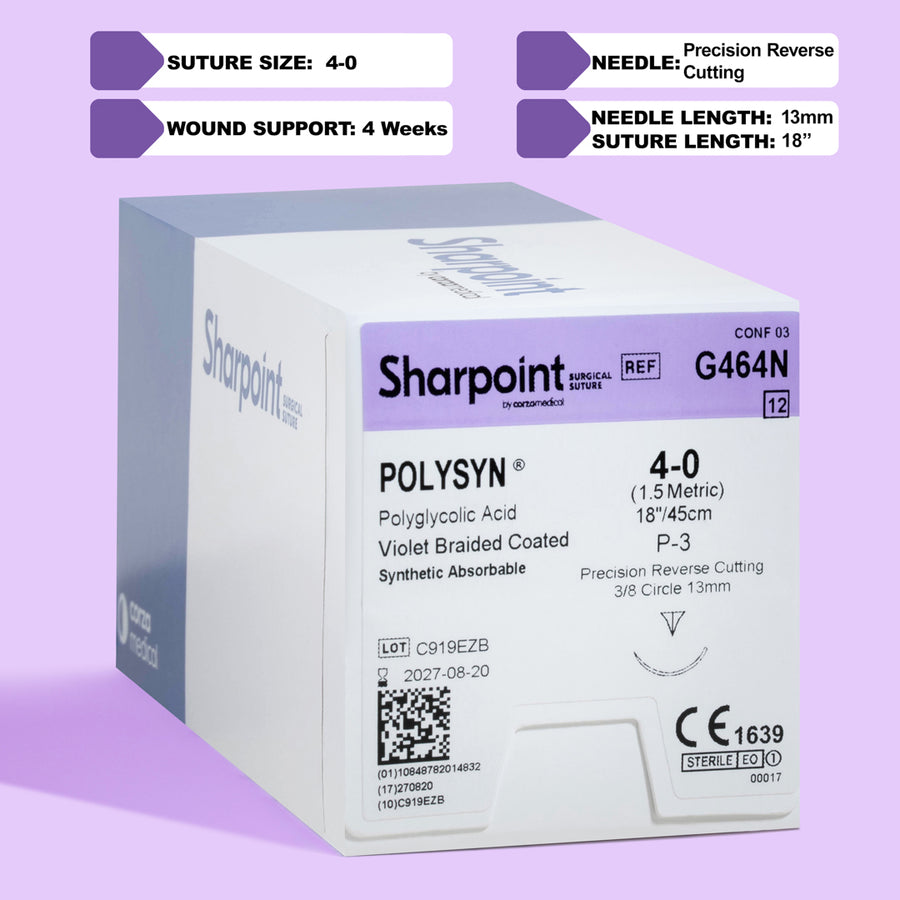 4-0 Polysyn Braided Suture, 18" P-3 Needle | G464N