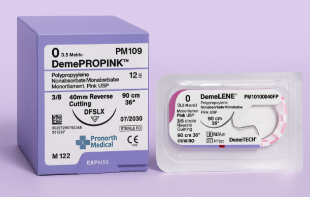 Packs of DemePROPINK and DemeTECH on a purple background