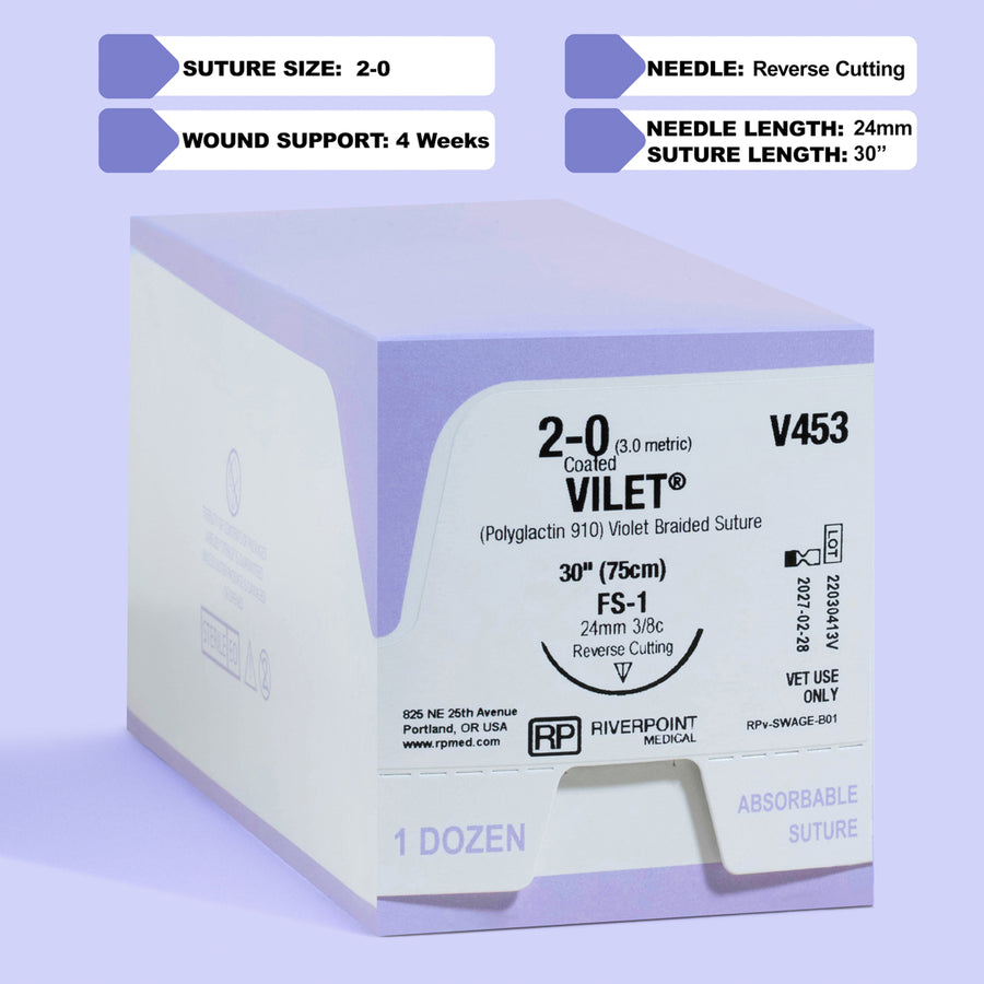 2-0 VILET Violet Suture, 30" FS-1 Needle | V453
