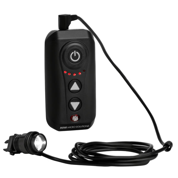 Rose wired LED headlight for surgical and dental loupes.