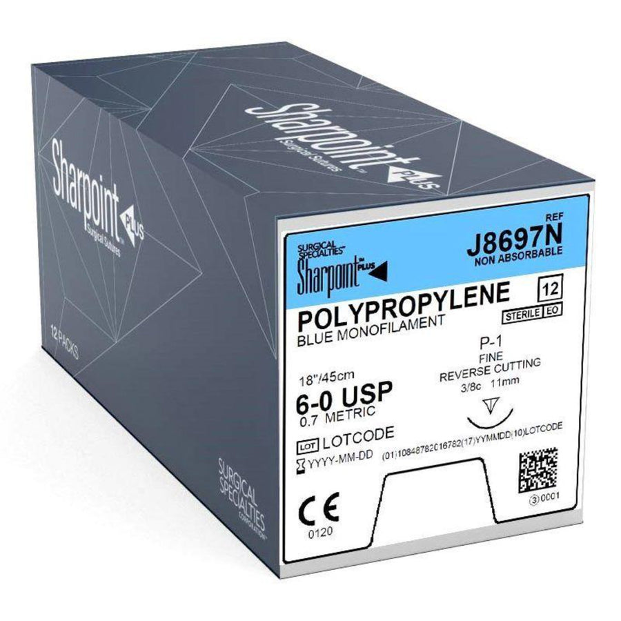 6-0 Polypropylene Blue Suture, 18" P-1 Needle | J8697N